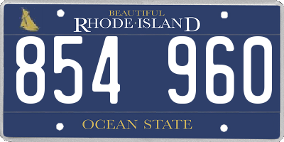 RI license plate 854960
