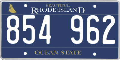 RI license plate 854962