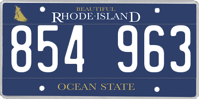 RI license plate 854963