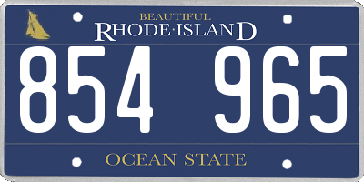 RI license plate 854965