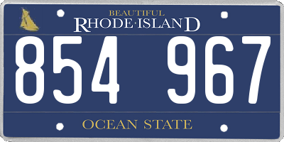 RI license plate 854967