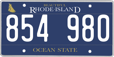 RI license plate 854980