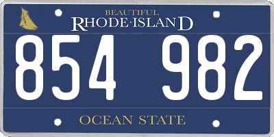 RI license plate 854982