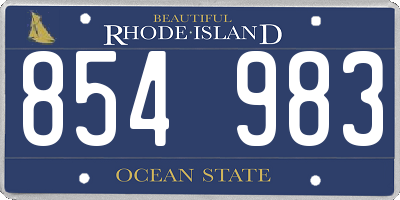 RI license plate 854983