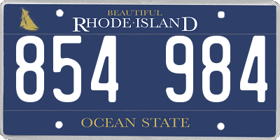 RI license plate 854984
