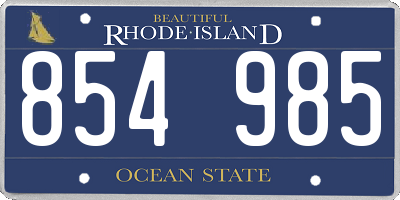 RI license plate 854985