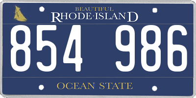 RI license plate 854986