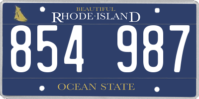 RI license plate 854987