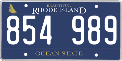 RI license plate 854989