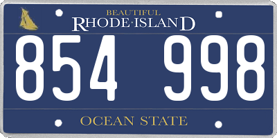 RI license plate 854998