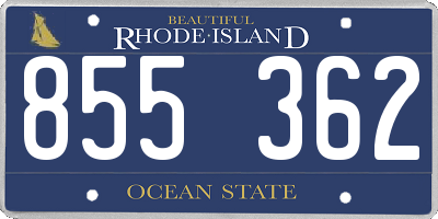 RI license plate 855362
