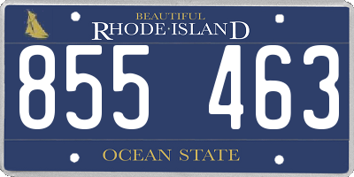 RI license plate 855463