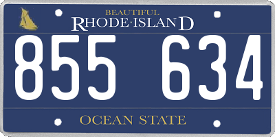 RI license plate 855634