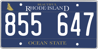 RI license plate 855647