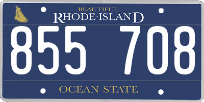 RI license plate 855708