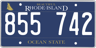 RI license plate 855742