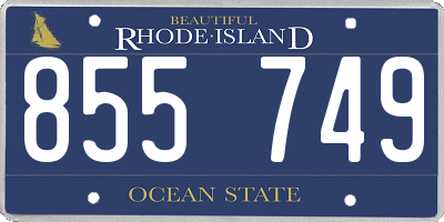 RI license plate 855749