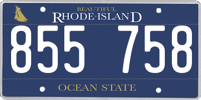 RI license plate 855758