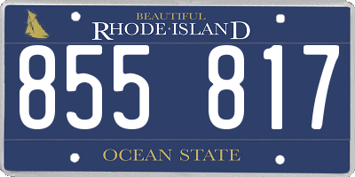 RI license plate 855817