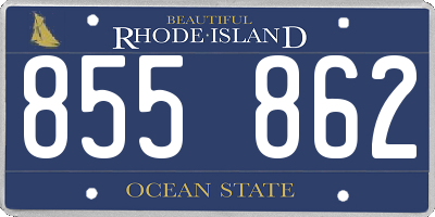 RI license plate 855862