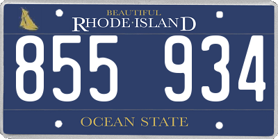 RI license plate 855934