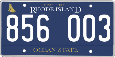 RI license plate 856003