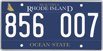 RI license plate 856007
