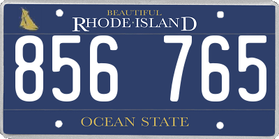 RI license plate 856765