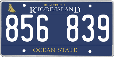 RI license plate 856839