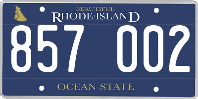 RI license plate 857002