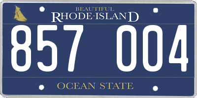 RI license plate 857004