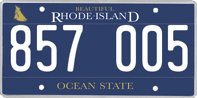 RI license plate 857005