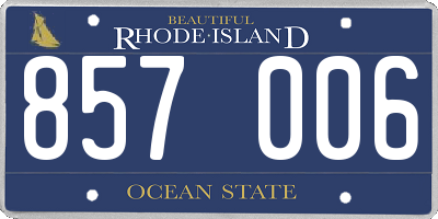 RI license plate 857006