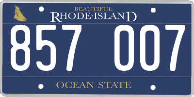 RI license plate 857007