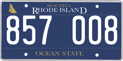 RI license plate 857008