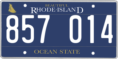 RI license plate 857014