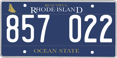 RI license plate 857022
