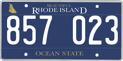 RI license plate 857023