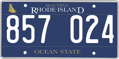 RI license plate 857024
