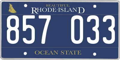 RI license plate 857033