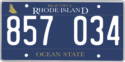 RI license plate 857034