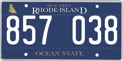 RI license plate 857038