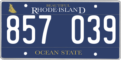 RI license plate 857039