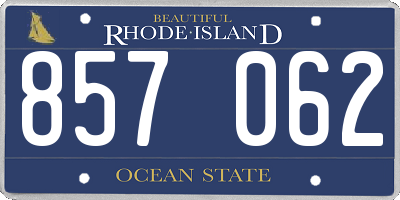 RI license plate 857062