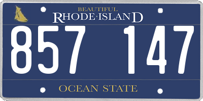 RI license plate 857147