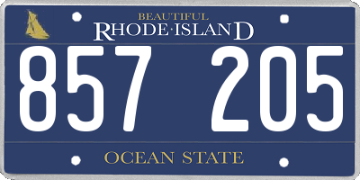 RI license plate 857205