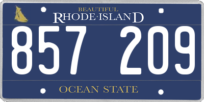 RI license plate 857209
