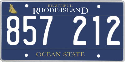 RI license plate 857212
