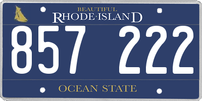 RI license plate 857222