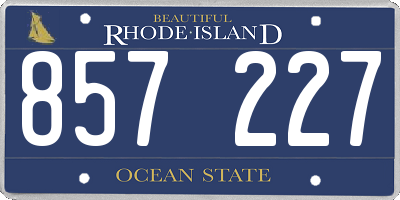 RI license plate 857227